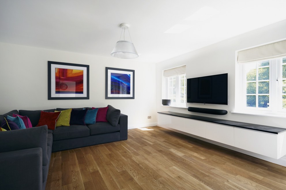 Refurbishment of modern family home  | Hertfordshire media room | Interior Designers